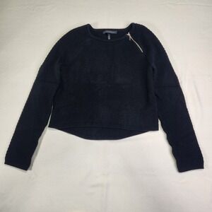 White House Black Market Black Textured Knit Zipper Detail Sweater M